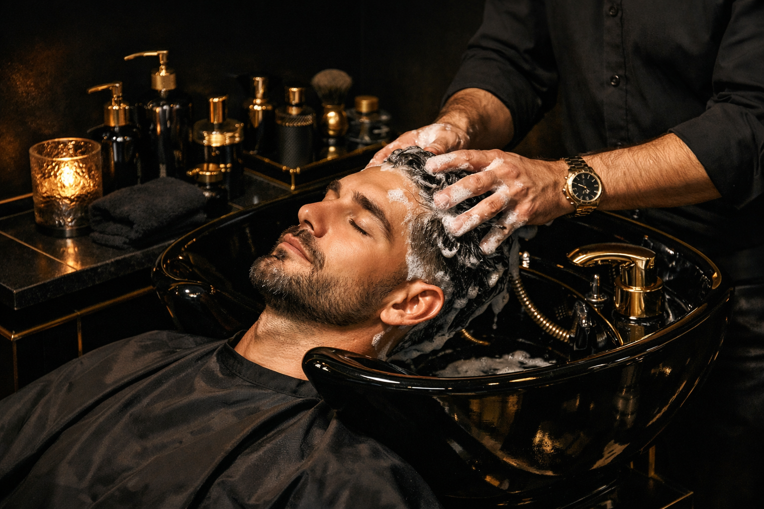 Karakedi Barber saçlı yıkama ve kafa masajı hizmeti